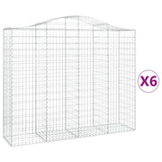 Cestini gabbioni recinzione a gabbia muro di contenimento ad arco 6 pezzi 200 x 50 x 160/180 cm ferro zincato argento 02_0041001