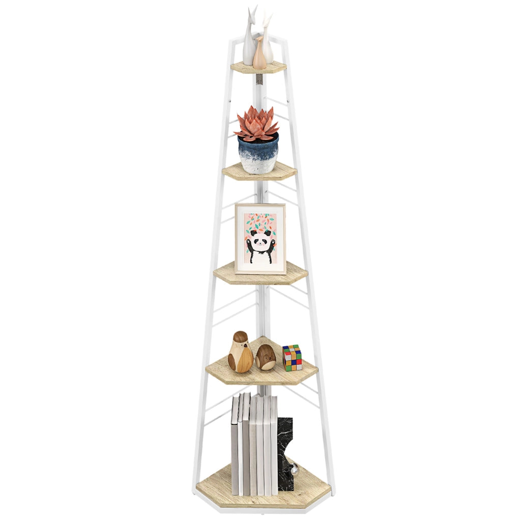 Libreria Angolare 5 Ripiani Pieghevole ¨C zephmum ¨C Legno 80x30x180