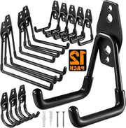 Kit di Organizzazione per Garage con 12 Hanger in Acciaio per Fissaggio alla Parete per Elettrostrumenti e Scale