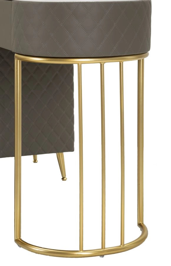Toeletta Sharon Grigia con Puff 120x40x75 cm in Pino e MDF e Metallo e Plastica