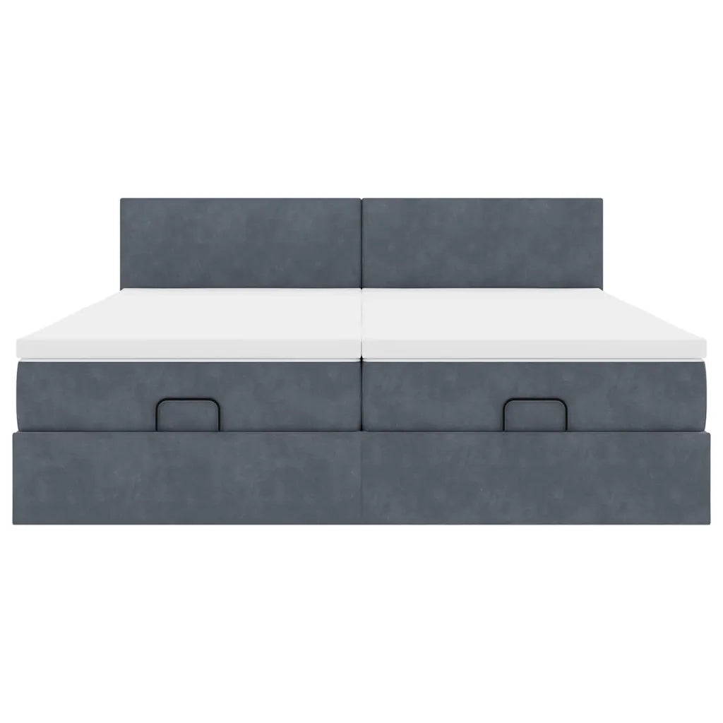 Struttura Letto Pouf con Materassi 160x200 cm in Velluto