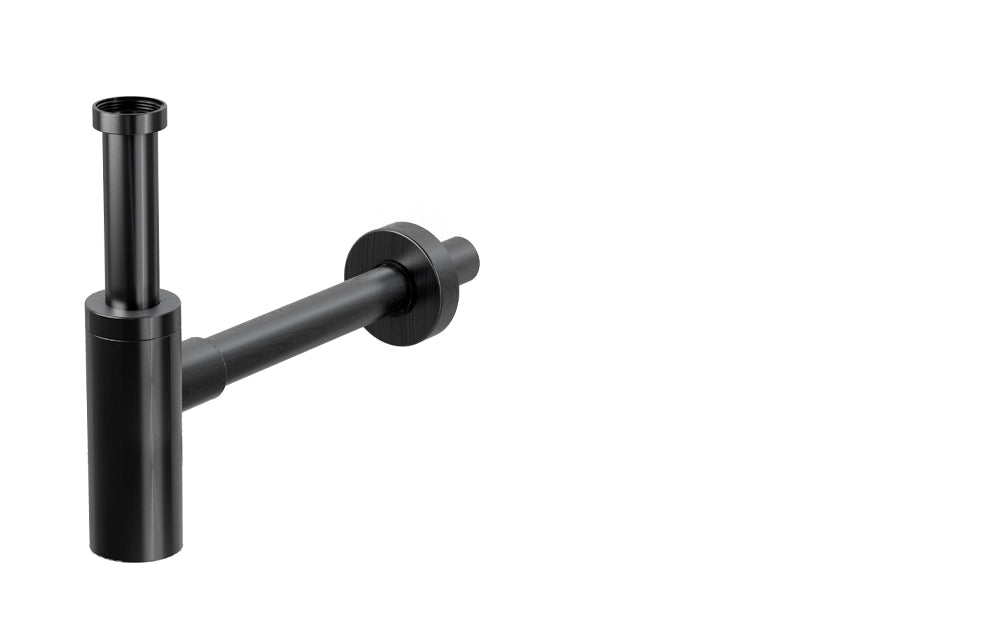 Sifone per lavabo e bidet del bagno, modello minimal in acciaio inox 304 - cromato Colore: Nero opaco