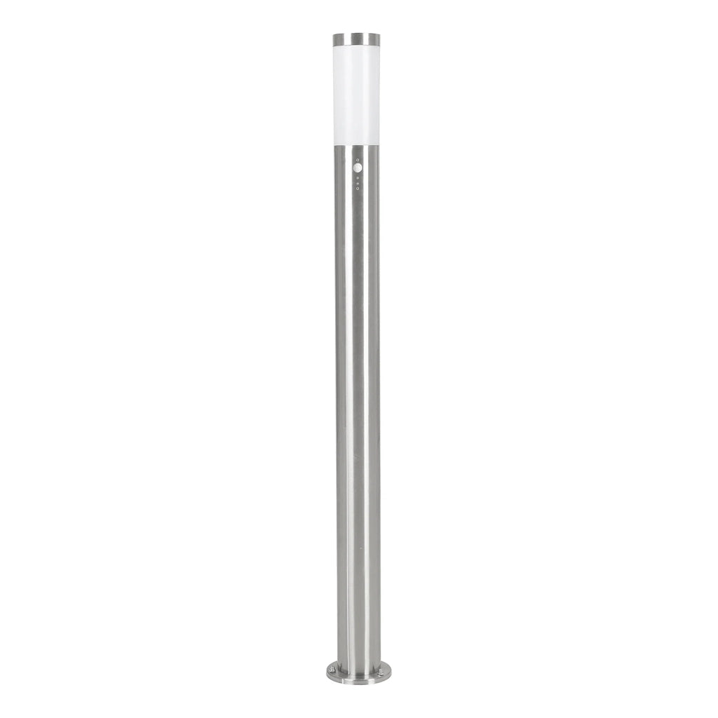 Paletto Esterno Helsinki Acciaio Argento Policarbonato Bianco 1 Luce E27 L110Cm