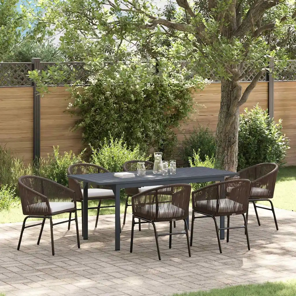 Set da Pranzo per Giardino 7 pcs Marrone polyrattan 3378825