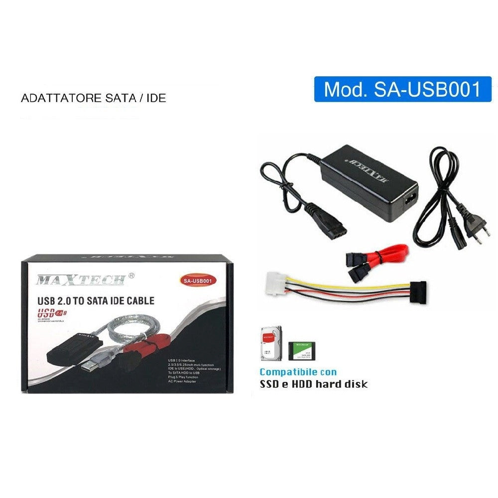 Trade Shop - Cavo Adattatore Sa-usb001 Sata/ide Porta Usb2.0 Hard Disk 2.5 3.5 Alimentatore Pc -