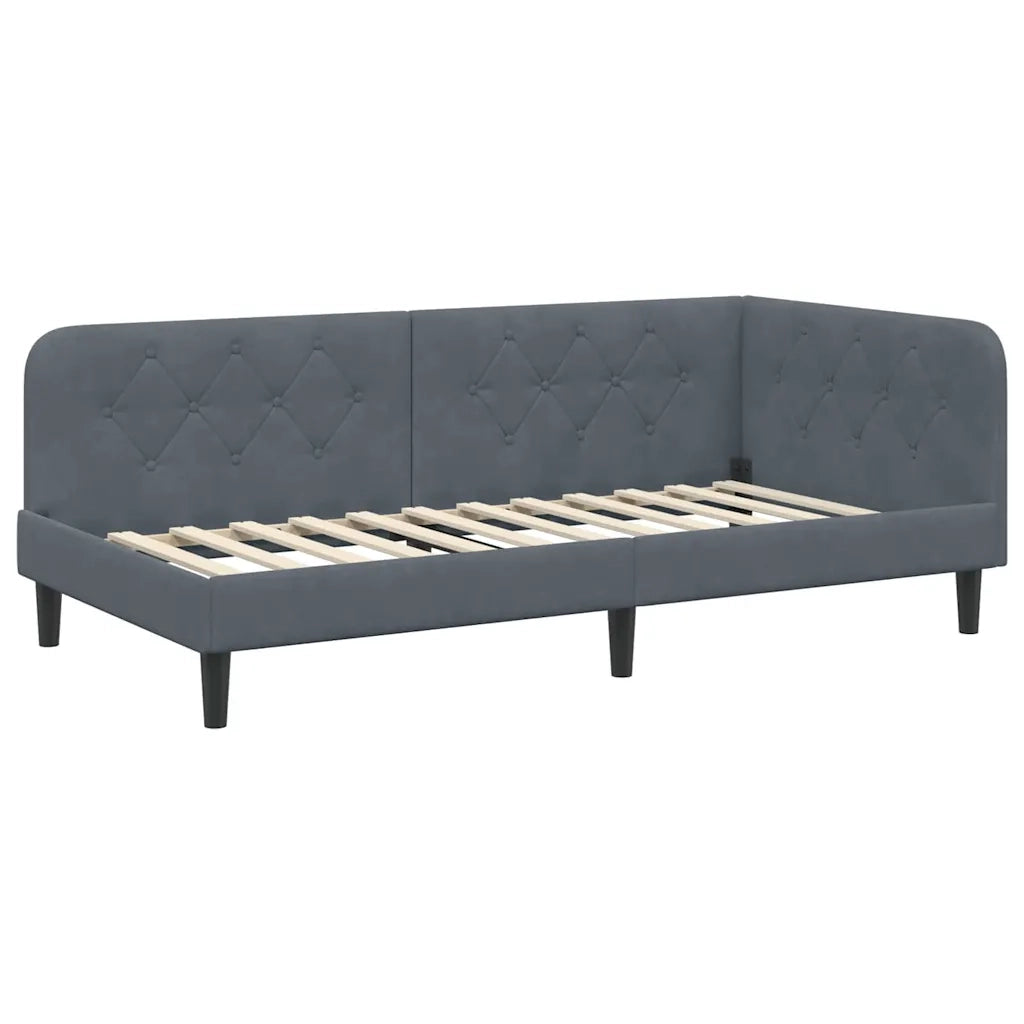 Cornice del letto ad angolo Grigio scuro 90 x 200 cm Velluto 42016607