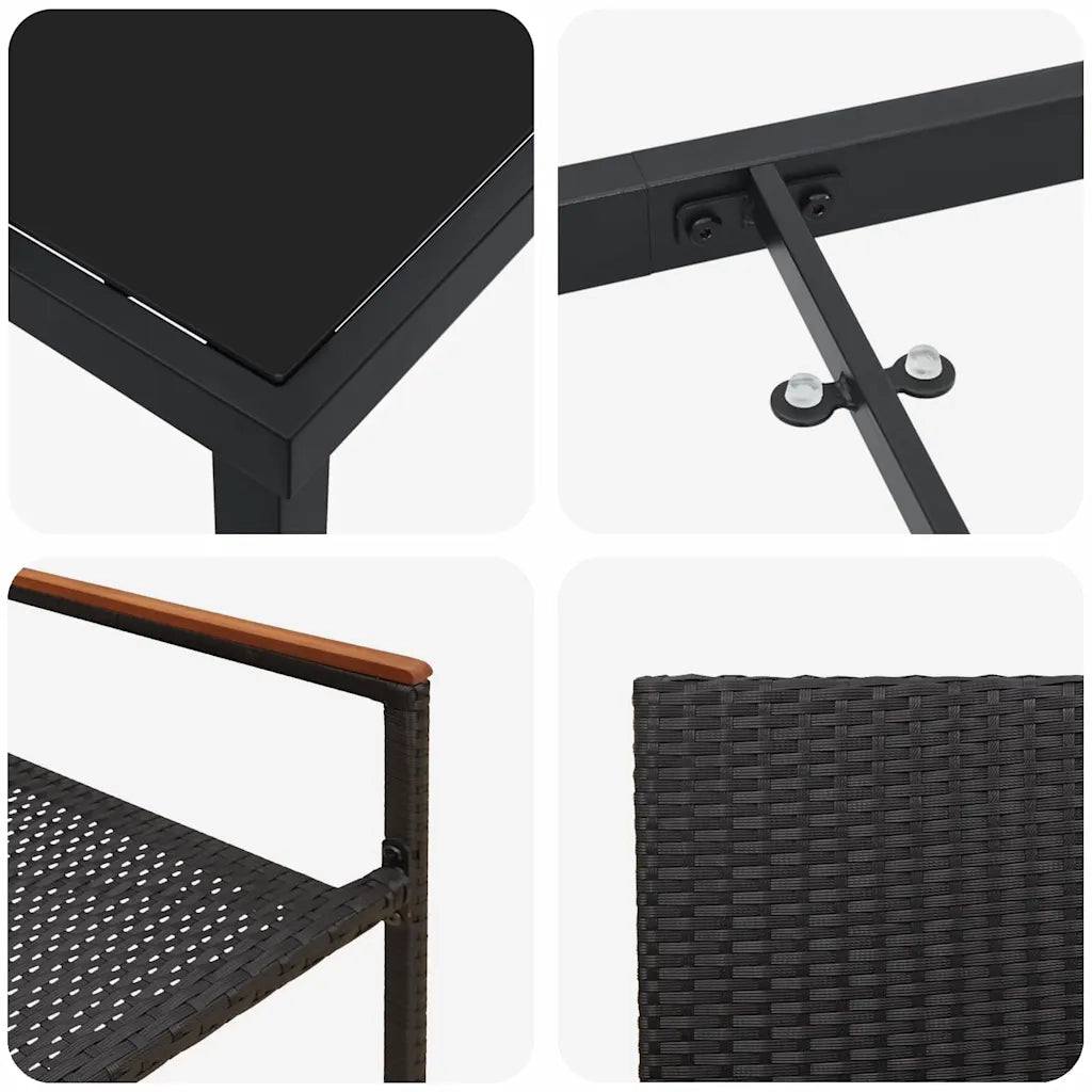 Set da Pranzo per Giardino con cuscino 7 pcs Nero polyrattan 3379706