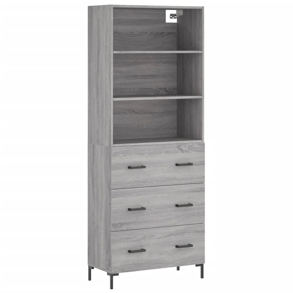 Buffet credenza cassettiera armadio mobile contenitore organizer cucina soggiorno salotto rovere Sonoma alto 69,5 x 34 x 180 cm legno ingegnerizzato grigio 02_0035553