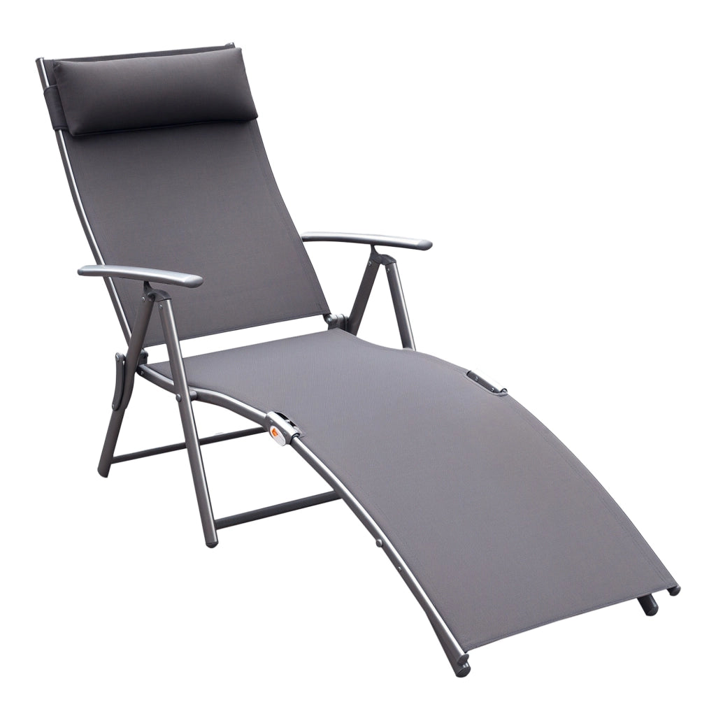Sedia a Sdraio Pieghevole con Cuscino ¨C Zephmum ¨C Grigio 137x63.5x100.5cm