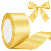 Nastri Satin in Oro Champagne e Rosso 50mm x 22m - Perfetti per Avvolgimenti di Regali, Eventi di Festa e Matrimoni