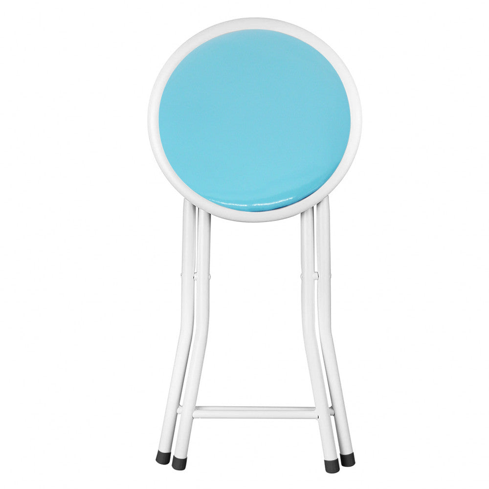 Sgabello Pieghevole da Campeggio Slim Ø30x45 h cm in Acciaio Blu