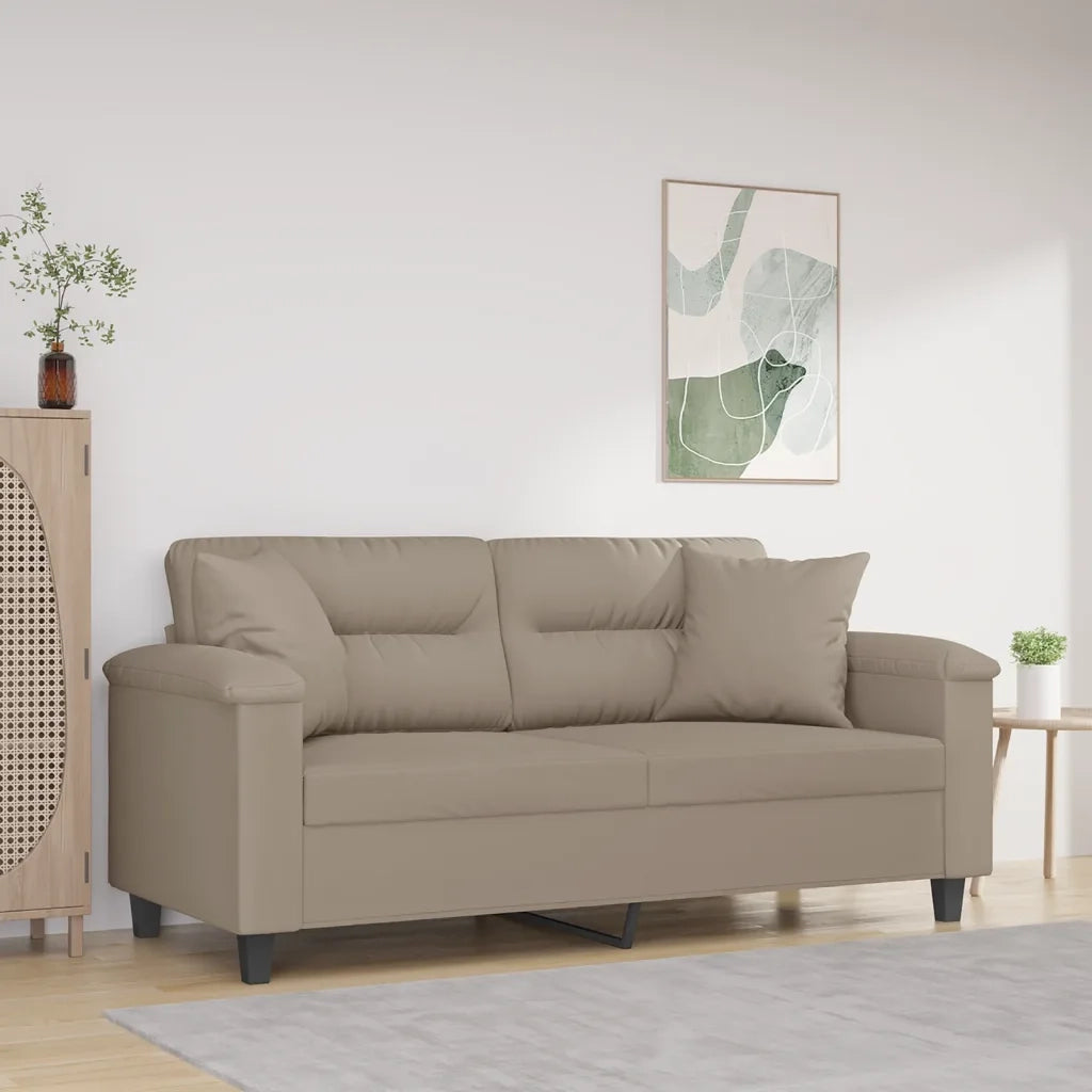 Divano a 2 Posti con Cuscini Tortora 140 cm Tessuto Microfibracod mxl 123124