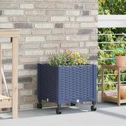 Vaso da Giardino con Ruote Blu Grigio 40 x 40 x 48 cm PP 3422911
