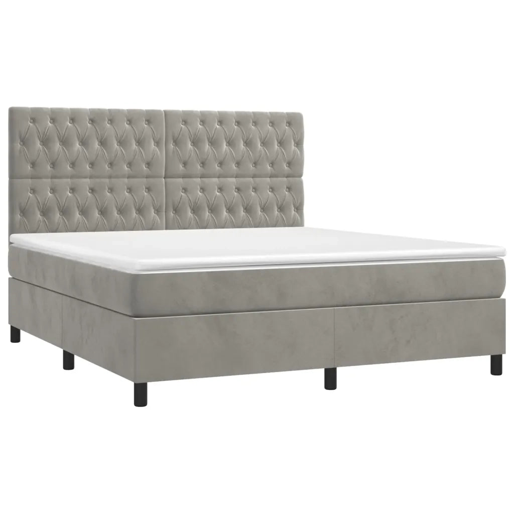 Giroletto a Molle con Materasso Grigio Chiaro 180x200cm Velluto 3143217