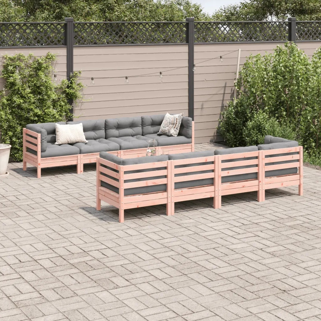 Set Divani Giardino 9 pz Cuscini Legno Massello Abete Douglas 3299363