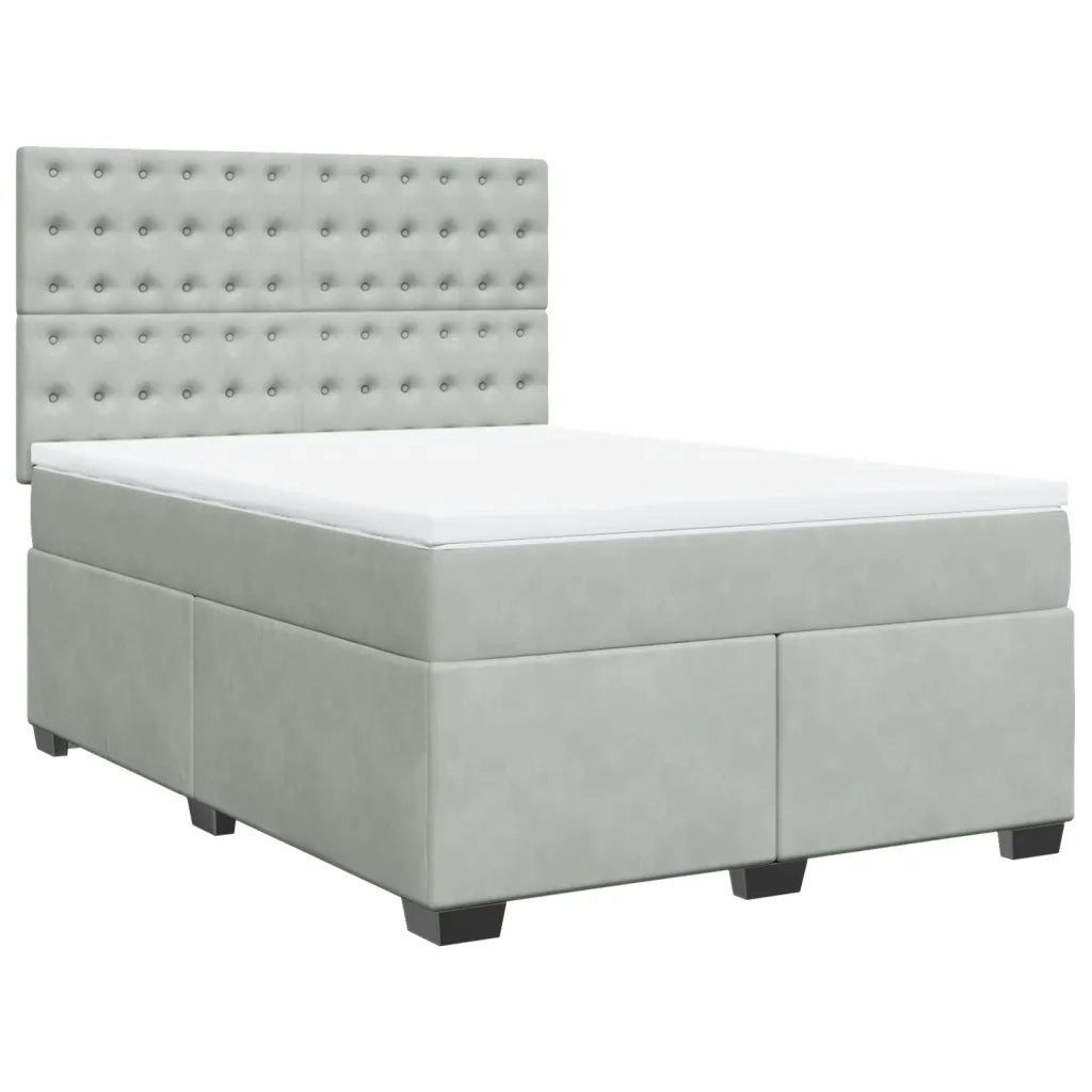 Giroletto a Molle con Materasso Grigio Chiaro 140x200cm Velluto