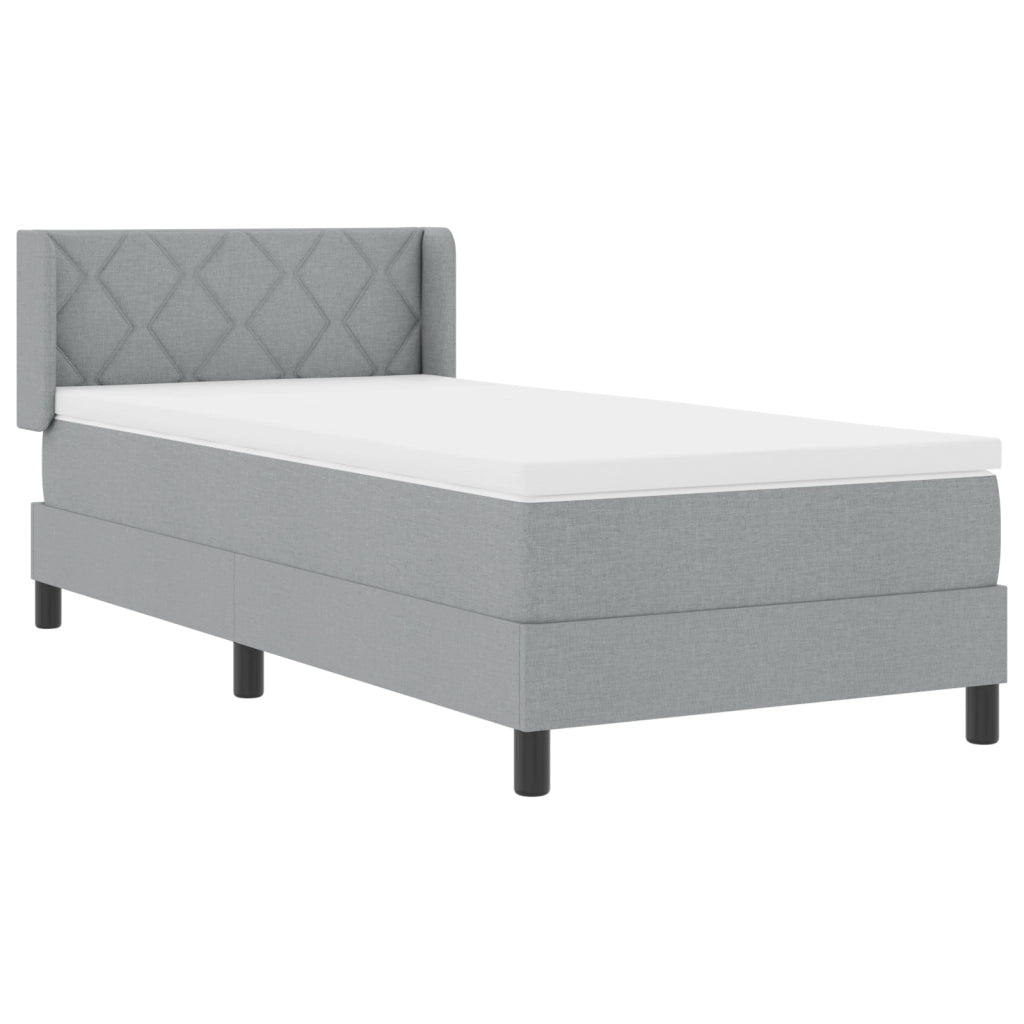 Letto Box Spring con Materasso Grigio Chiaro 90x200 cm in Tessuto