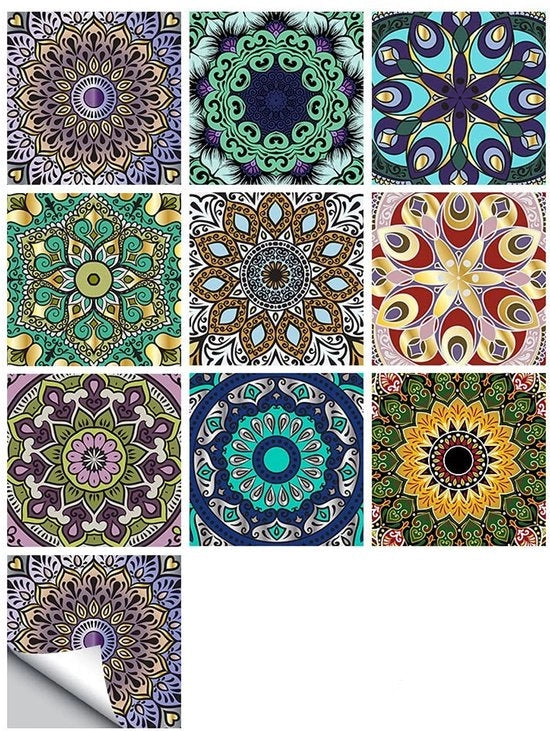 Tegel Sticker 20 Stuks - Stile Marocchino - Impermeabile - Resistente al Olio - Autoadesivo - Rimovibile - 4x4 Pollici (10x10cm) - Sticker per Parete