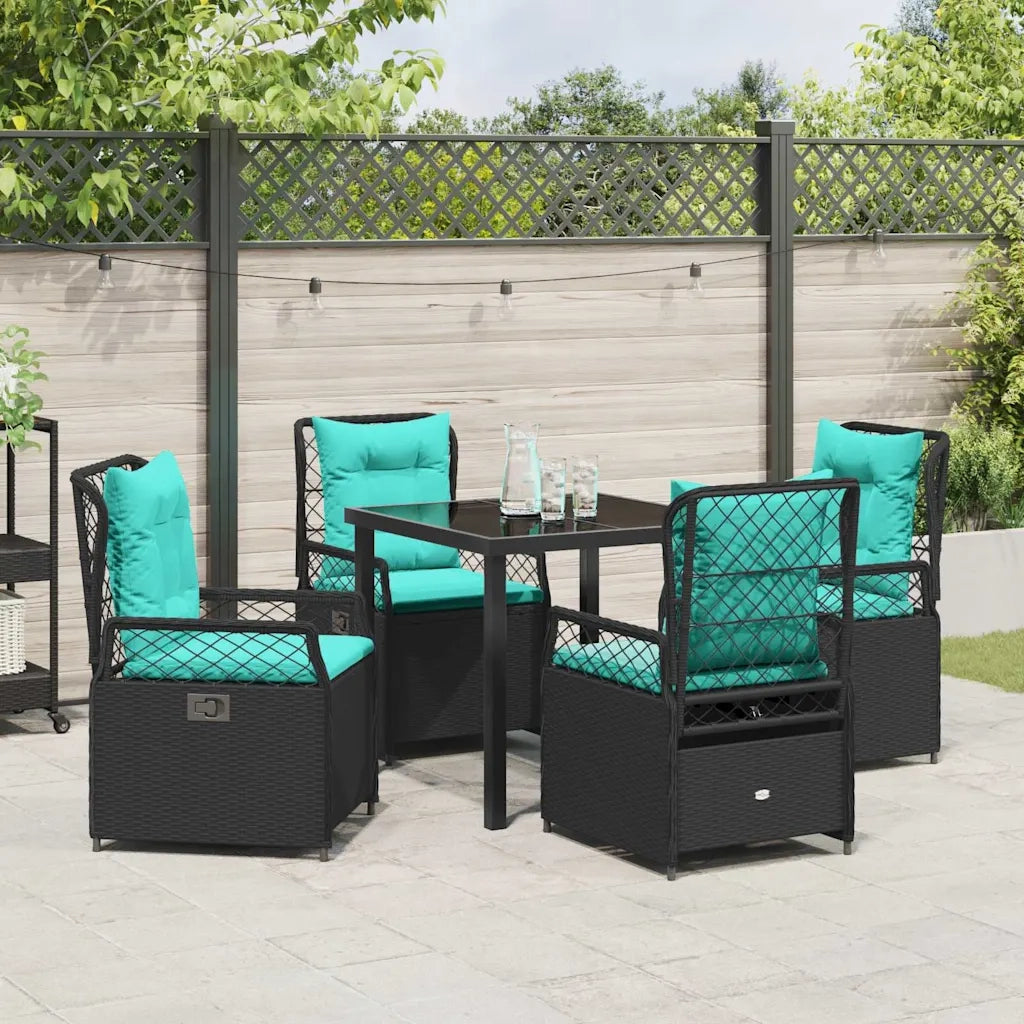 Set da Pranzo per Giardino 5 pcs Nero polyrattan 3381059