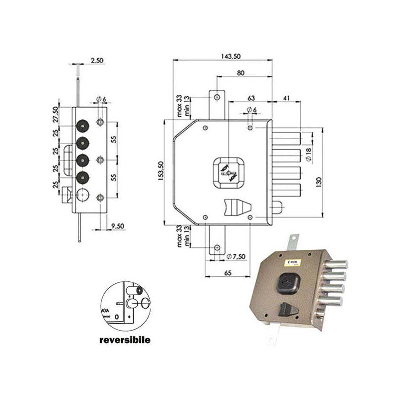 Serratura Sic.Triplice Dx Dm G414 Moia