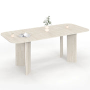 IDMarket - CAPUCINE Tavolo da pranzo rettangolare rotondo allungabile per 6-10 persone con 4 gambe arrotondate in stile travertino 160-200