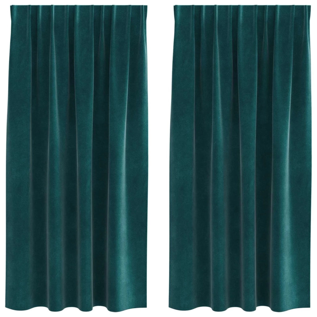 Tende Oscuranti | Tende Blackout 2 pz Verde Scuro 140 x 175 cm Velluto