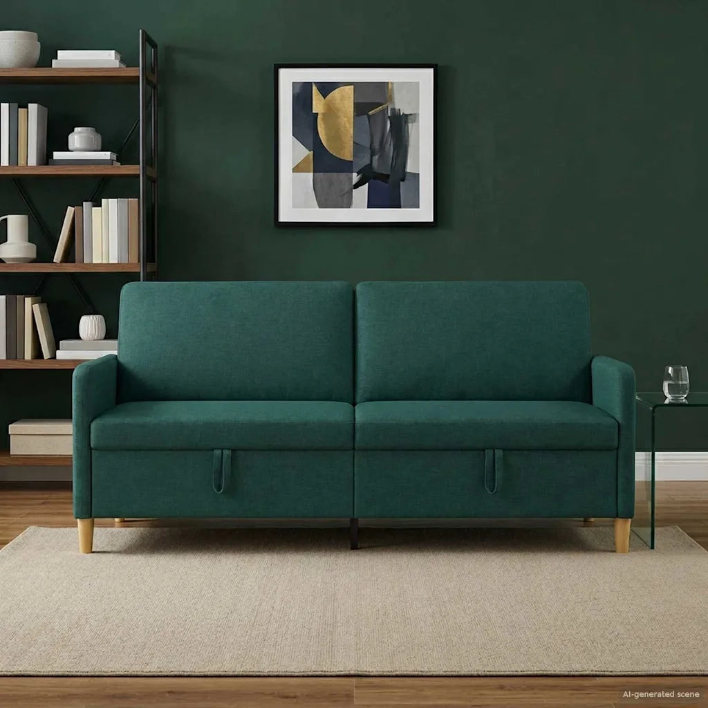 Divano con Storage Verde Scuro 192 x 78 x 87 cm Poliestere 42036980