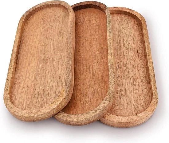 Set di piatti in legno ovale per servizio barbecue e snack da viaggio - 3048 cm x 127 cm x 190 cm
