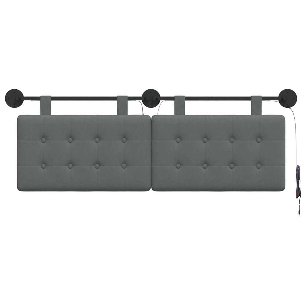 Testiera sospesa Con luce LED Grigio Scuro Tessuto