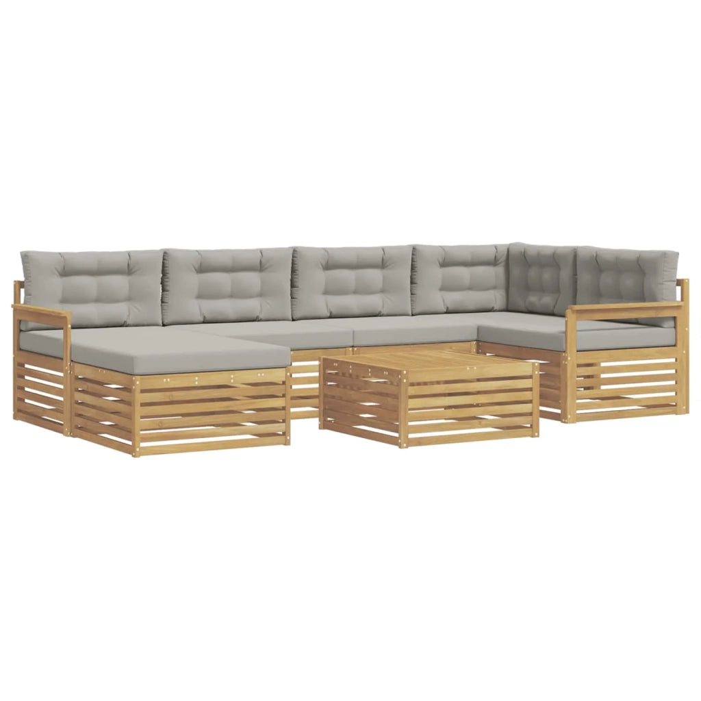 Set di divani da esterno 7 pcs Bianco e Grigio Chiaro