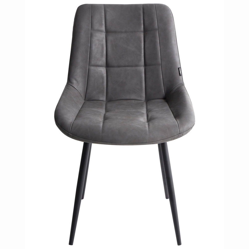 Set di 2 sedie da pranzo in ecopelle grigia gambe in metallo Nero sedie moderne imbottite