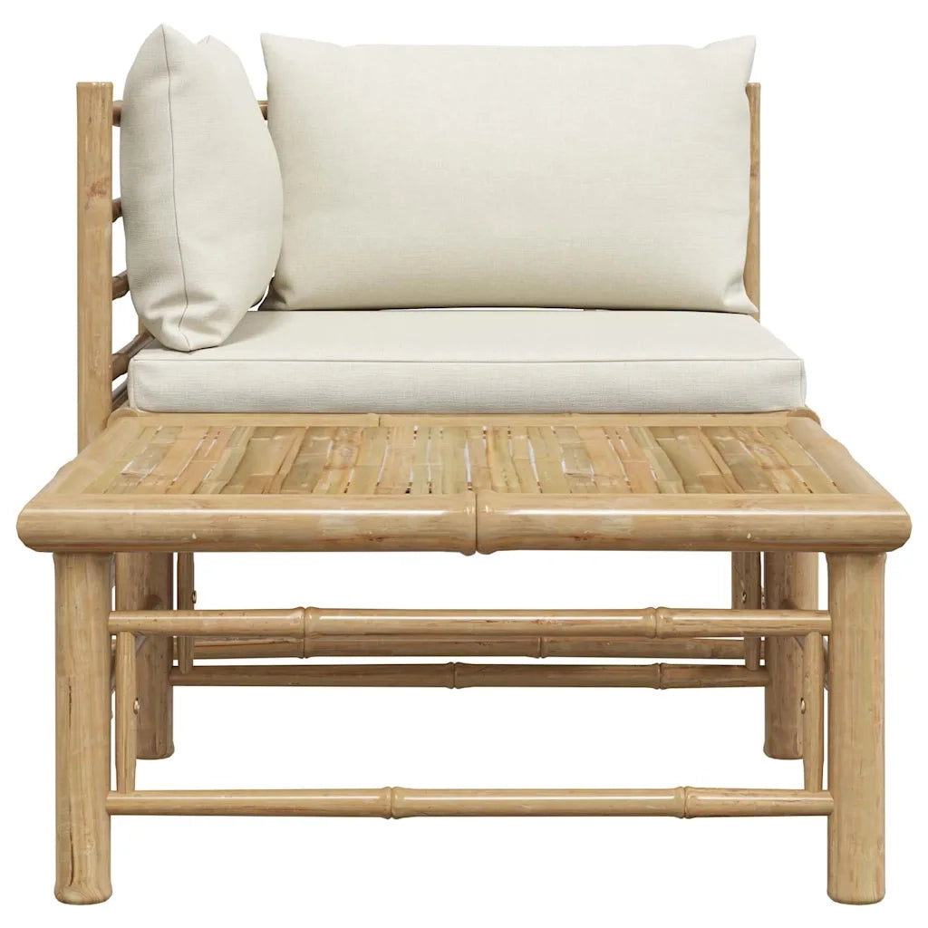 Salotto da Giardino-Set Divani da Giardino 2 pz con Cuscini Bianco Crema in Bamb¨´ 604948