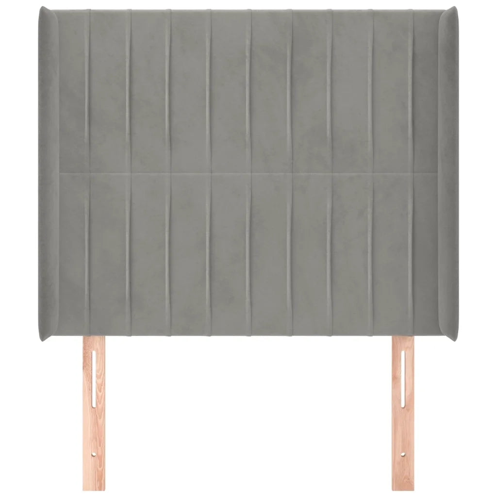 Testiera | Testata ad Orecchio Grigio Chiaro 103x16x118/128 cm in Velluto