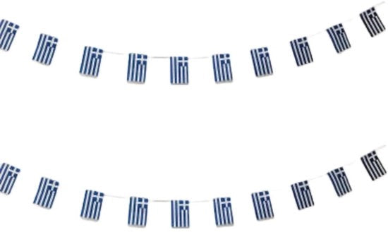 Bandiera Nazionale della Grecia - 40 Pezzi - 11,4 m - 14 x 21 cm - Impermeabile - Decorazione per Eventi - Linea di Bandiere