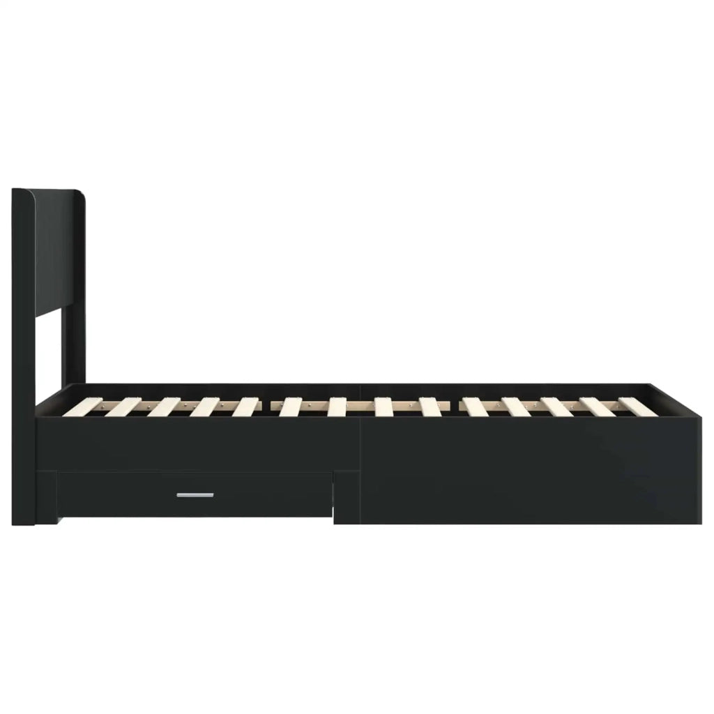 Struttura del letto con stoccaggio e testata Nero 75 x 190 cm 3414524