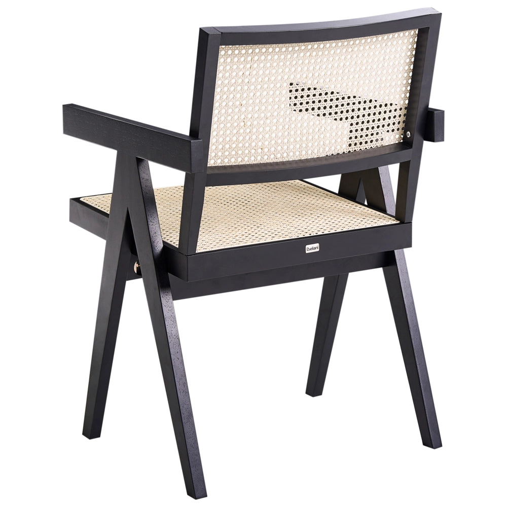 Sedia da pranzo di design in legno e vimini naturale nera schienale minimalista soggiorno sala da pranzo