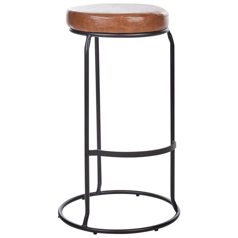 Set di 2 sedie da bar in ecopelle marrone con gambe in acciaio senza braccioli stile moderno soggiorno