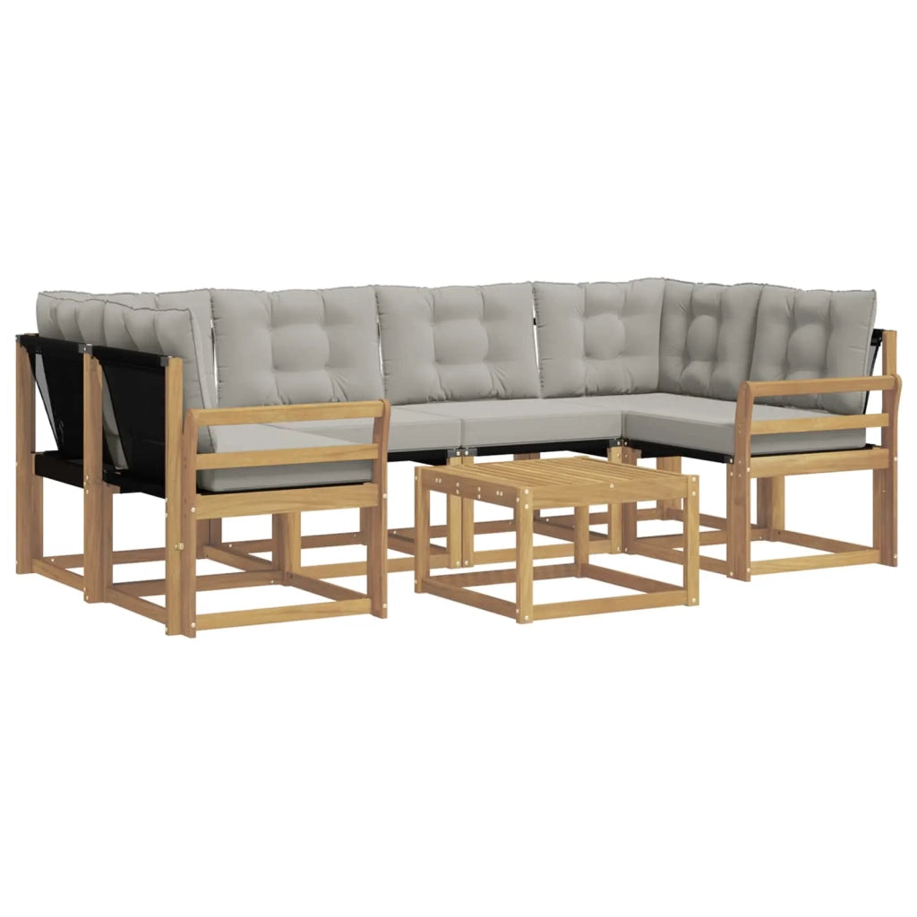 Set di divani da esterno 7 pz Bianco e Grigio Chiaro 3389261