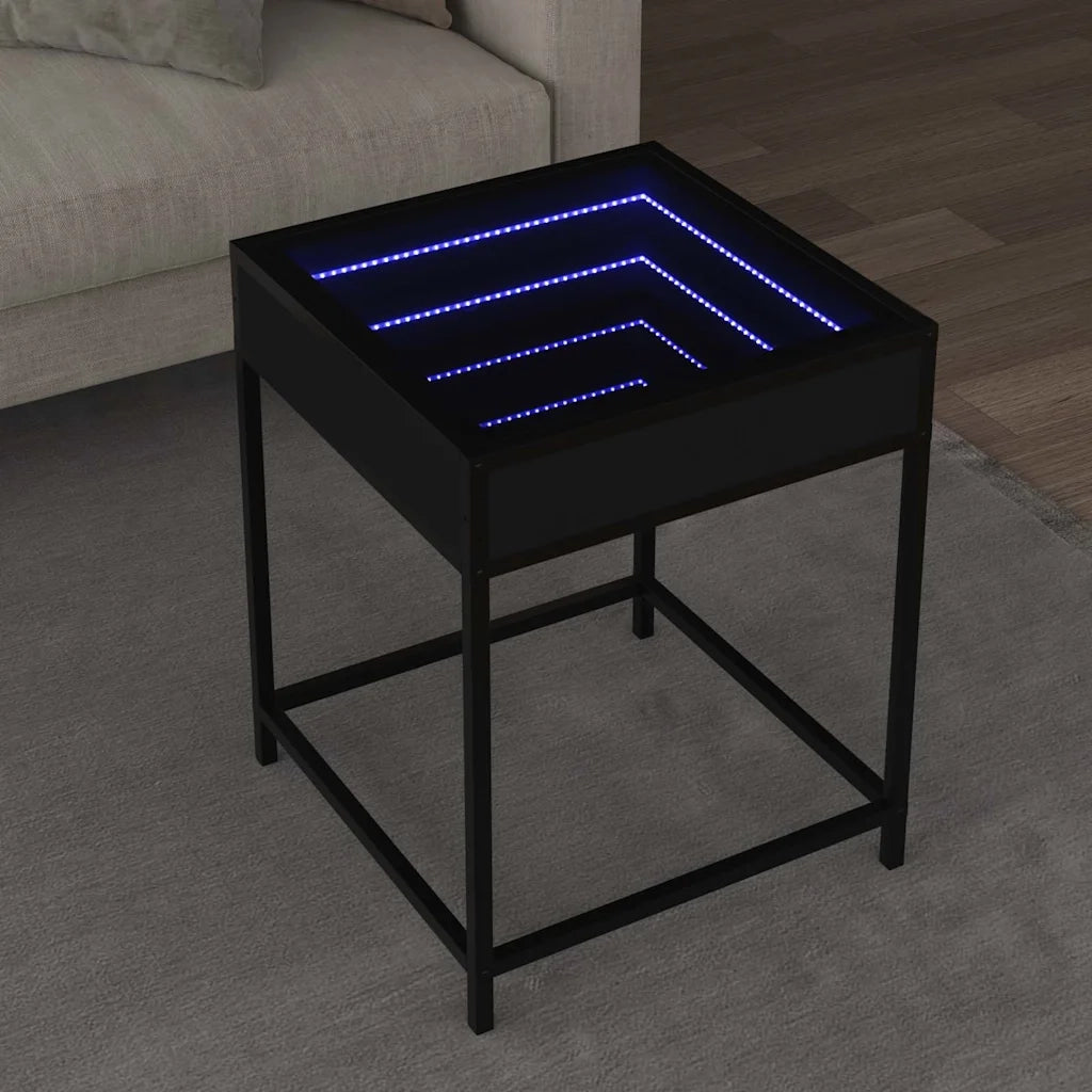 Tavolino da salotto | Tavolino da caff¨¨ | Tavolino da Soggiorno con LED Infinity Nero 40x40x51 cm