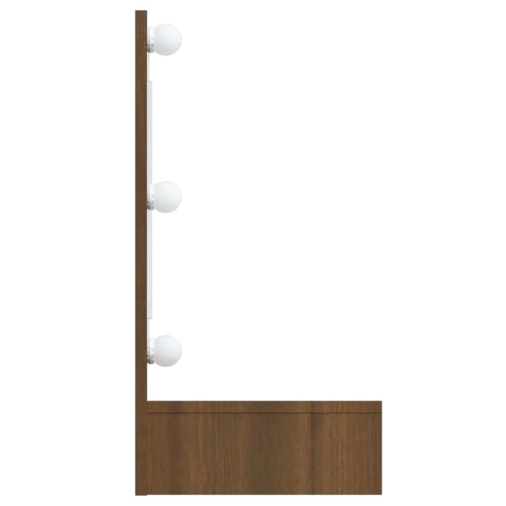Armadio a specchio con illuminazione a LED finitura rovere 90 x 31,5 x 62 cm marrone 02_0006668