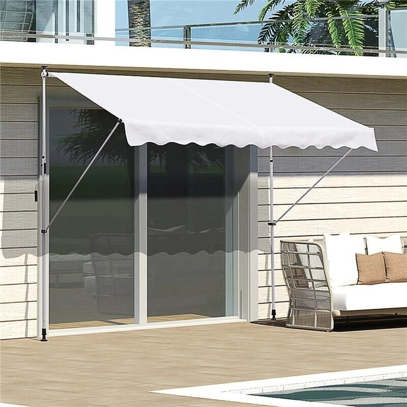 TENDA DA SOLE A MURO CON PALI DI SUPPORTO 300 X 150 CM  BIANCA