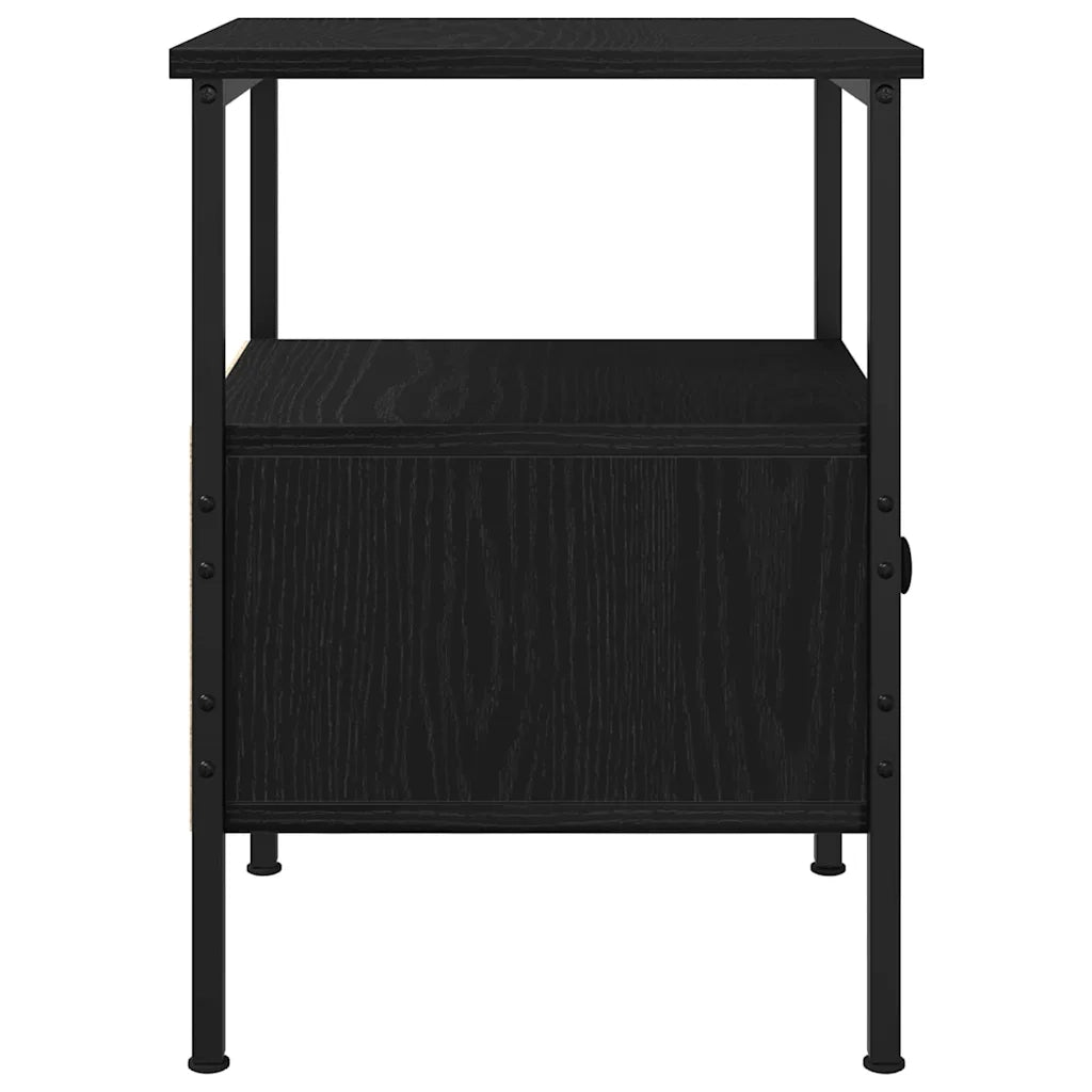 Comodino | Armadio da Notte | Mobiletto da notte Rovere Nero 34 x 36 x 50 cm Legno multistrato