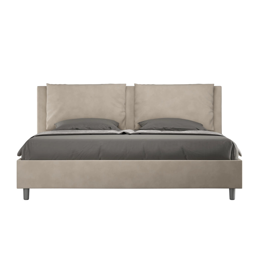 BS COM Letto contenitore imbottito 180x190 microfibra sabbia