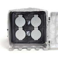 Presa multipla con sensore, effetto pietra, Multipresa per esterno con 4 prese, protezione IP44