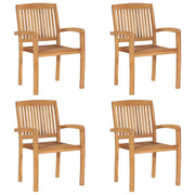 Sedie da Giardino Impilabili 4 pz in Legno Massello di Teak