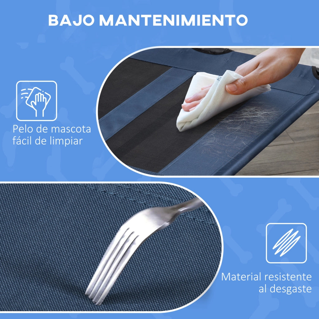 Letto per cani gatti con rete a doghe e tessuto oxford ¨C zephmum ¨C 122x92x23 cm blu
