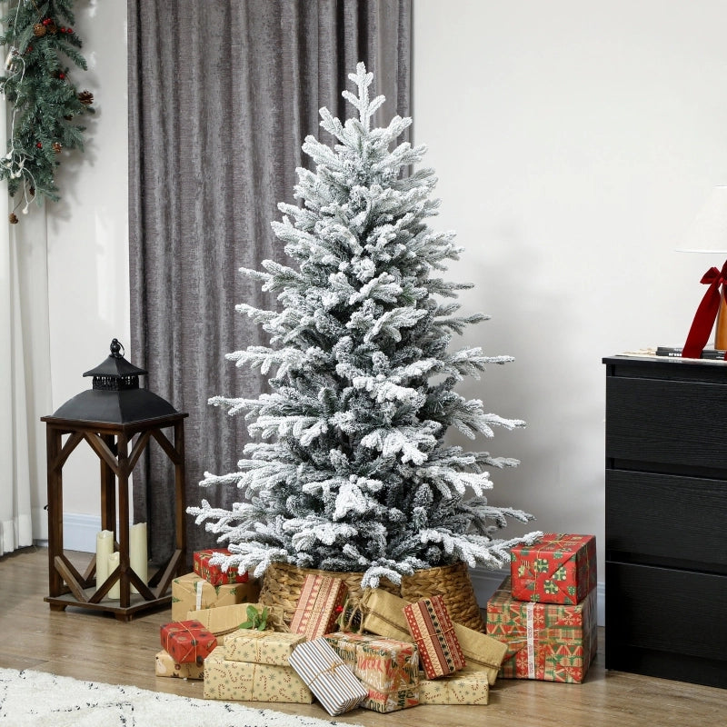 Albero di Natale artificiale, 150 cm, con neve, 1162 rami, supporto in metallo pieghevole.