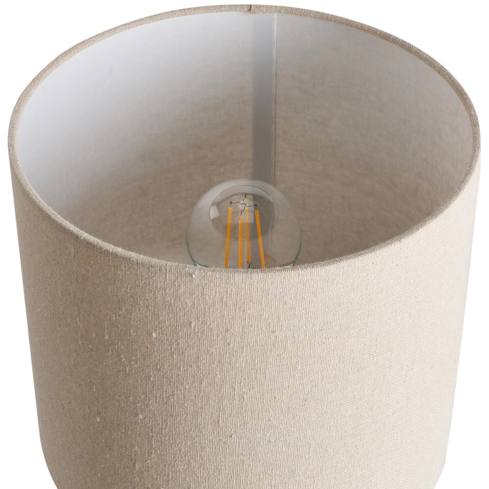 Lampada da tavolo Beige Base in ceramica Tessuto con paralume strutturato Luce d'ambiente a tamburo