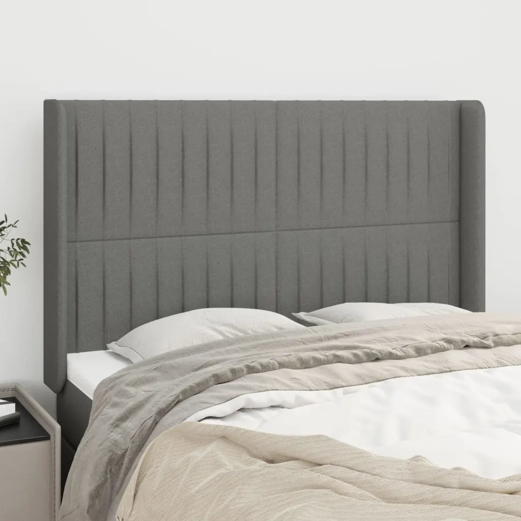 Testiera | Testata ad Orecchio GrigioScuro 147x16x118/128cm inTessuto
