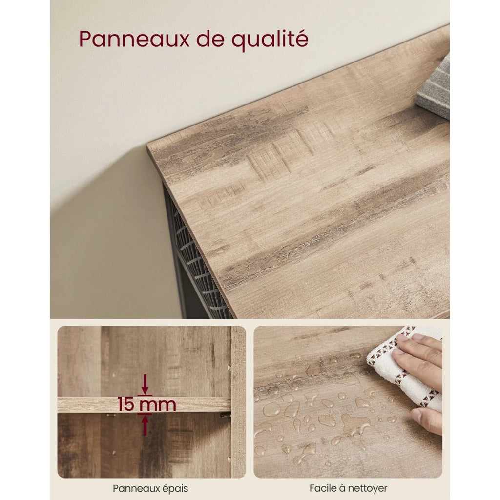 Mobile contenitore con credenza e armadio a 3 ante per sala da pranzo soggiorno cucina 110 x 33 x 75 cm stile industriale marrone 12_0006426